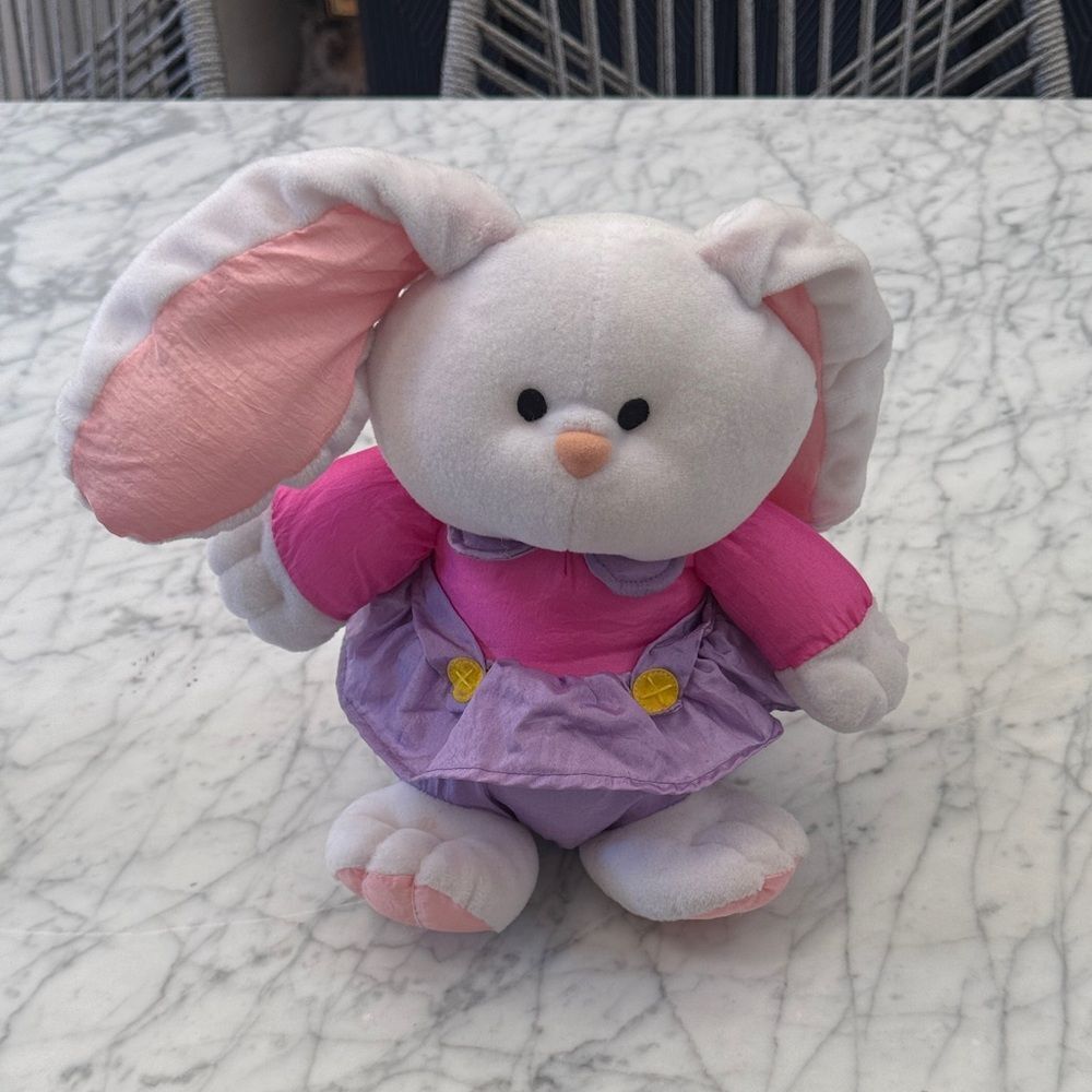 Vintage Gibson Greetings Plush Nylon Pink Purple Bunny Animal